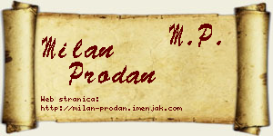 Milan Prodan vizit kartica